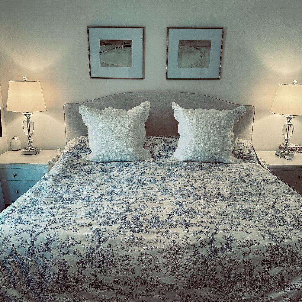 Quilted Cotton Euro Pillow Shams. 24"x24" - Cream